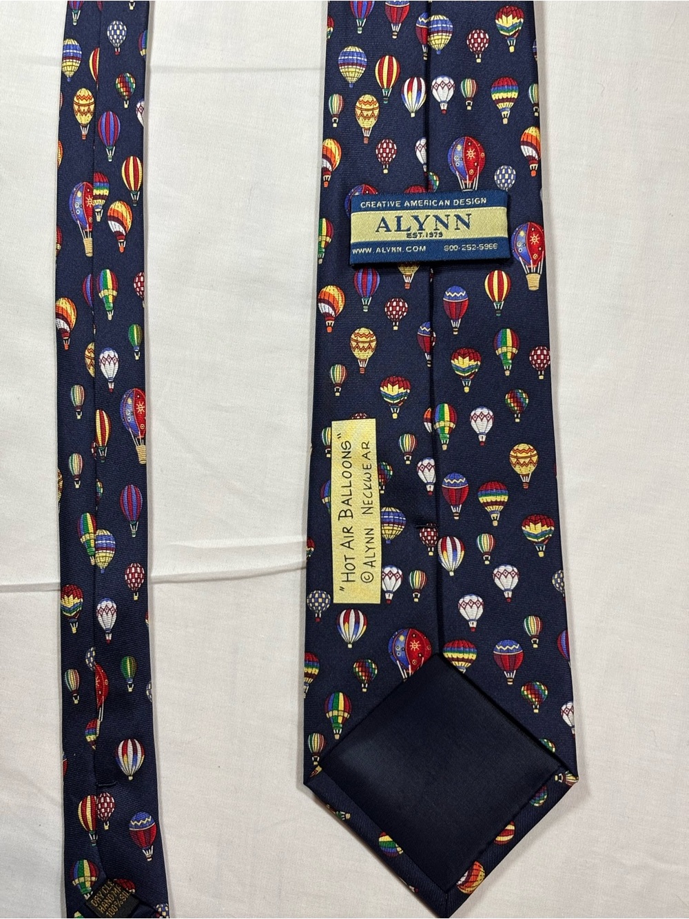 Alynn Navy Tie with Colorful Hot Air Balloon Print